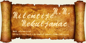 Milentije Mekuljanac vizit kartica